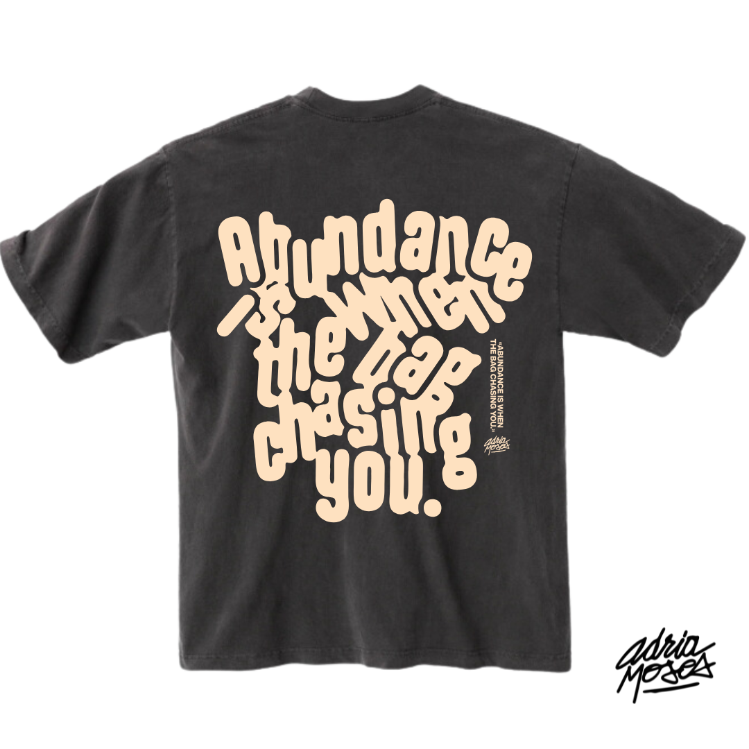 "Abundance is When the Bag Chasing You" Vintage Black T-Shirt